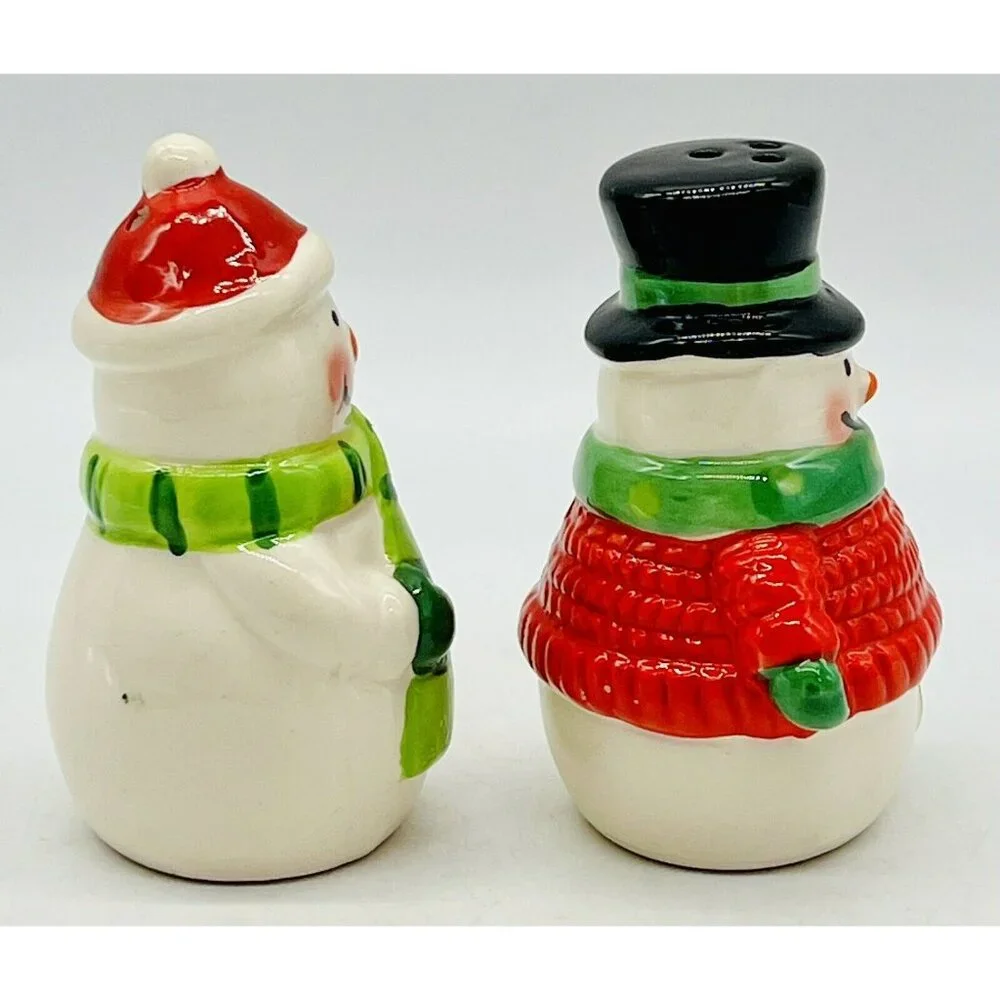 Celebrations By Mikasa Snowmen Salt Pepper Shakers Hand‎ Painted Ceramic Winter